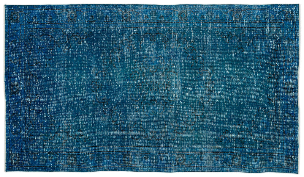 Turquoise  Over Dyed Vintage Rug 5'1'' x 8'10'' ft 154 x 268 cm