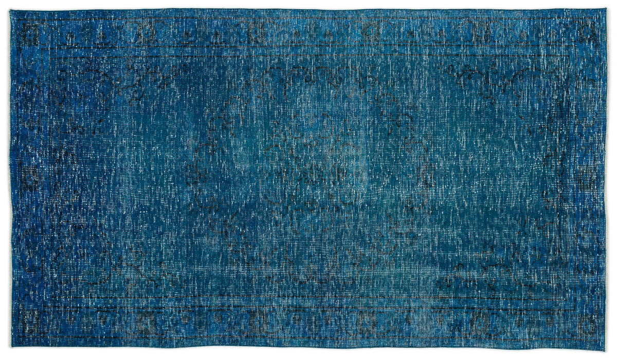 Turquoise  Over Dyed Vintage Rug 5&#39;1&#39;&#39; x 8&#39;10&#39;&#39; ft 154 x 268 cm