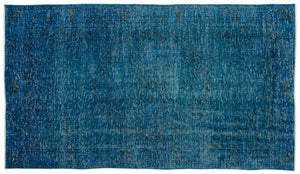 Turquoise  Over Dyed Vintage Rug 5'1'' x 8'10'' ft 154 x 268 cm