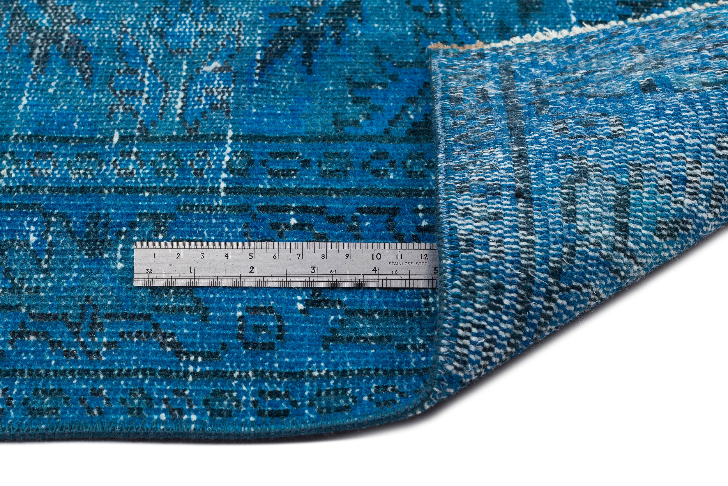 Turquoise  Over Dyed Vintage Rug 5'3'' x 8'9'' ft 160 x 266 cm
