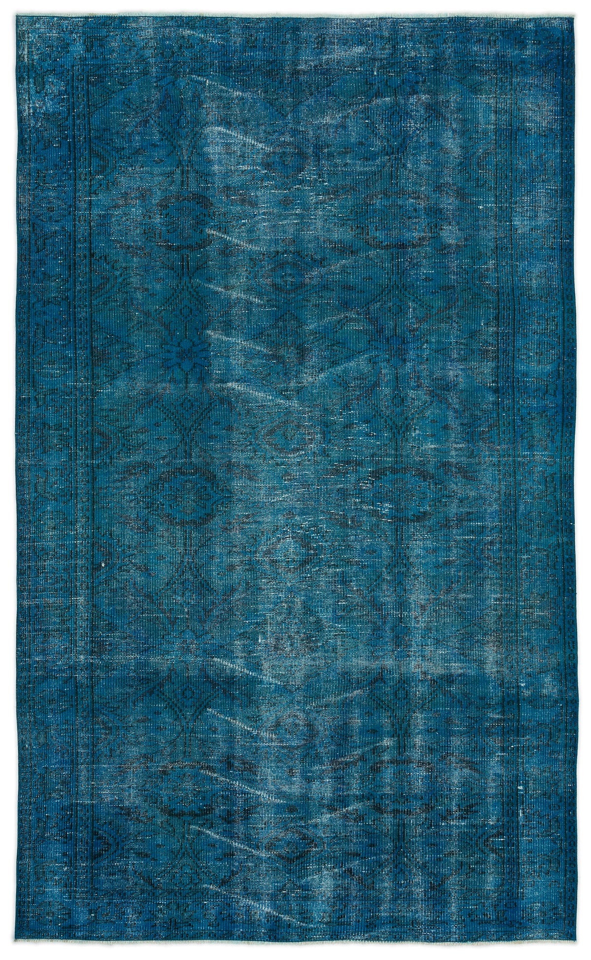Turquoise  Over Dyed Vintage Rug 5&#39;3&#39;&#39; x 8&#39;9&#39;&#39; ft 160 x 266 cm