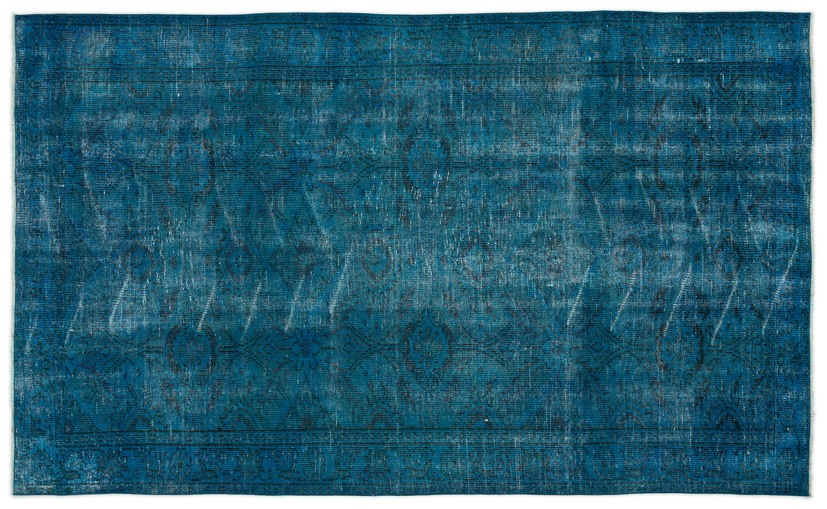 Turquoise  Over Dyed Vintage Rug 5&#39;3&#39;&#39; x 8&#39;9&#39;&#39; ft 160 x 266 cm