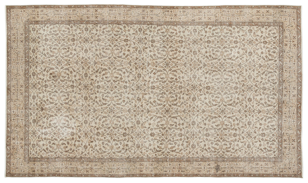 Beige Over Dyed Vintage Rug 5'7'' x 9'5'' ft 169 x 287 cm