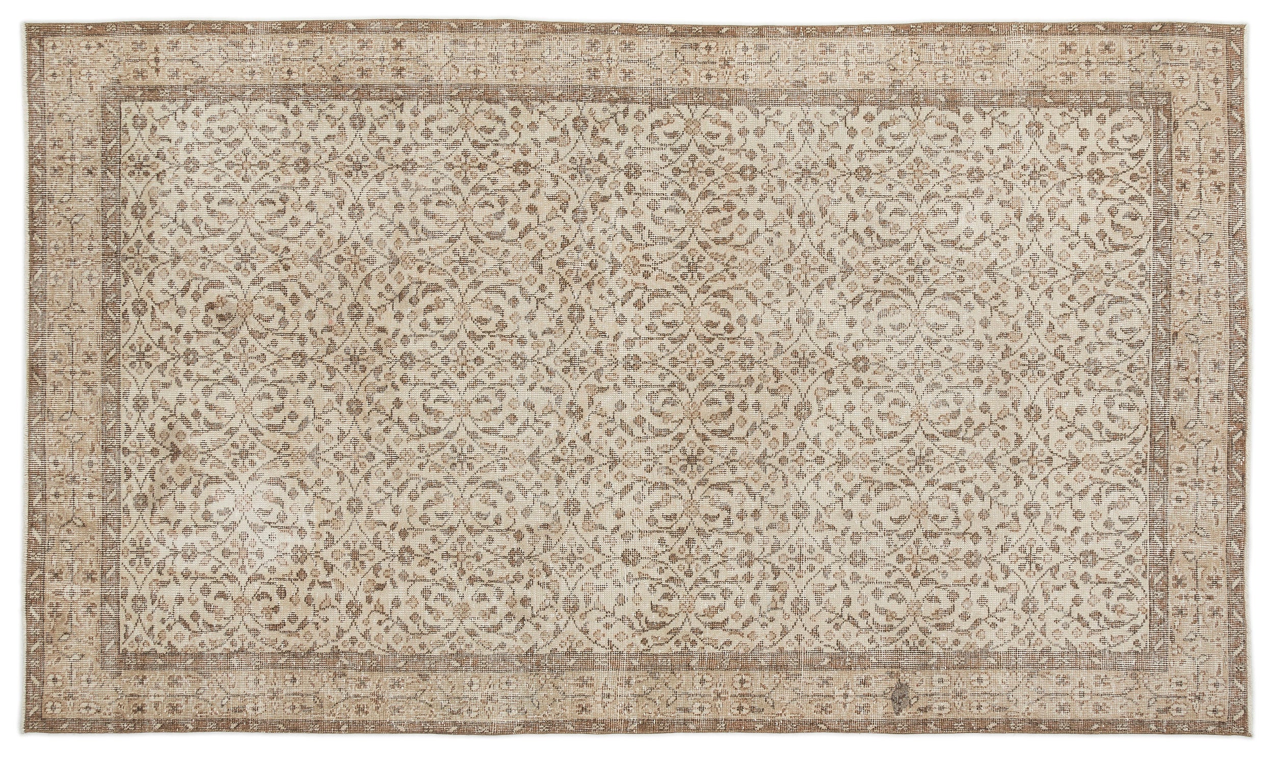 Beige Over Dyed Vintage Rug 5'7'' x 9'5'' ft 169 x 287 cm