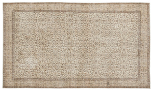 Beige Over Dyed Vintage Rug 5'7'' x 9'5'' ft 169 x 287 cm