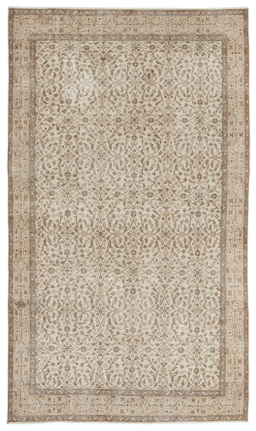 Beige Over Dyed Vintage Rug 5'7'' x 9'5'' ft 169 x 287 cm