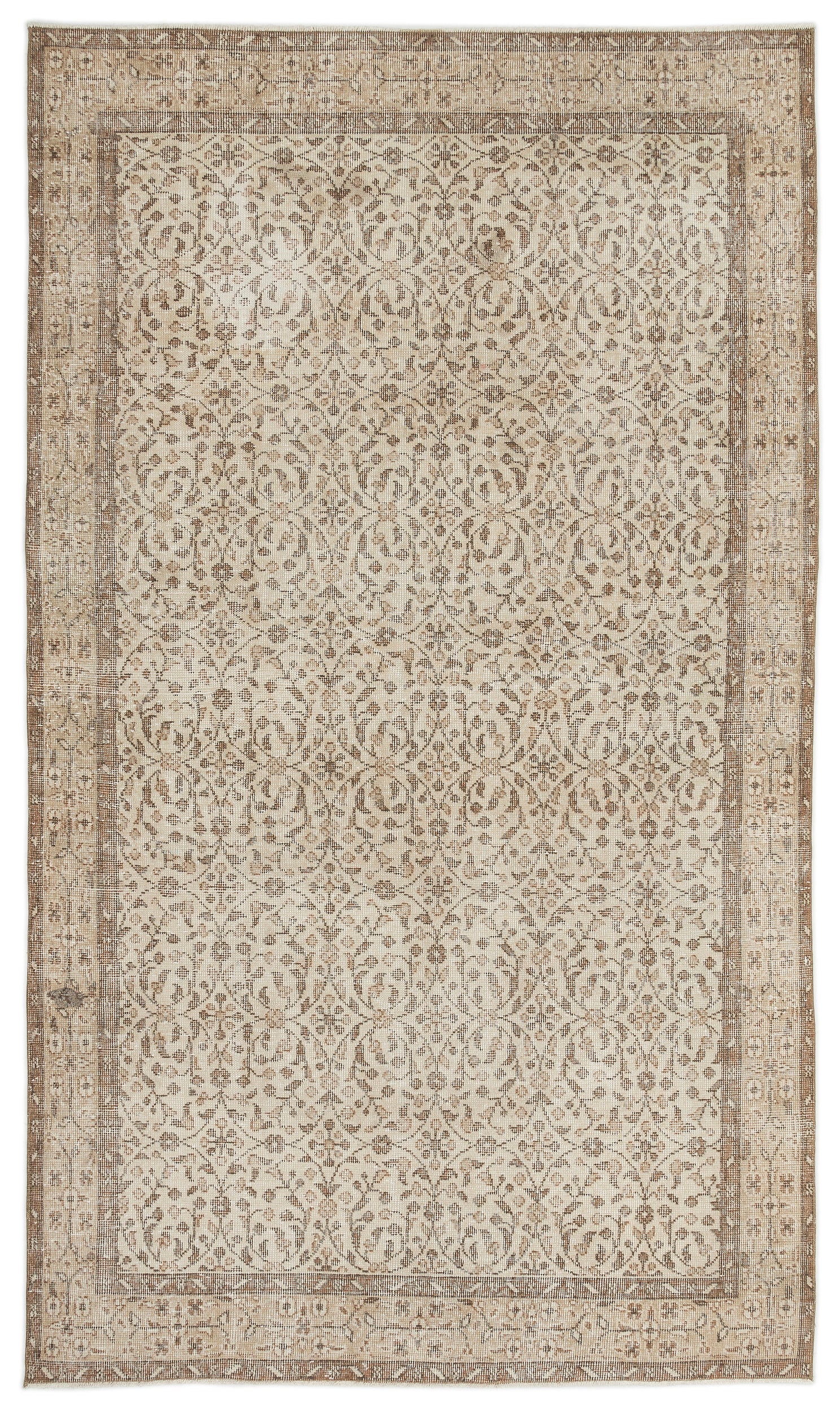 Beige Over Dyed Vintage Rug 5'7'' x 9'5'' ft 169 x 287 cm