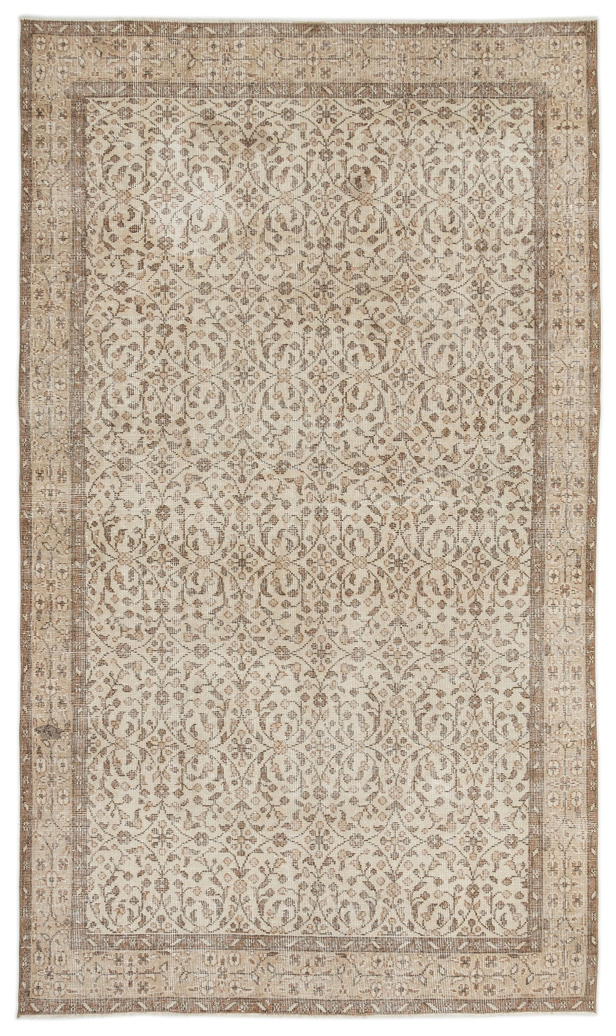 Beige Over Dyed Vintage Rug 5&#39;7&#39;&#39; x 9&#39;5&#39;&#39; ft 169 x 287 cm