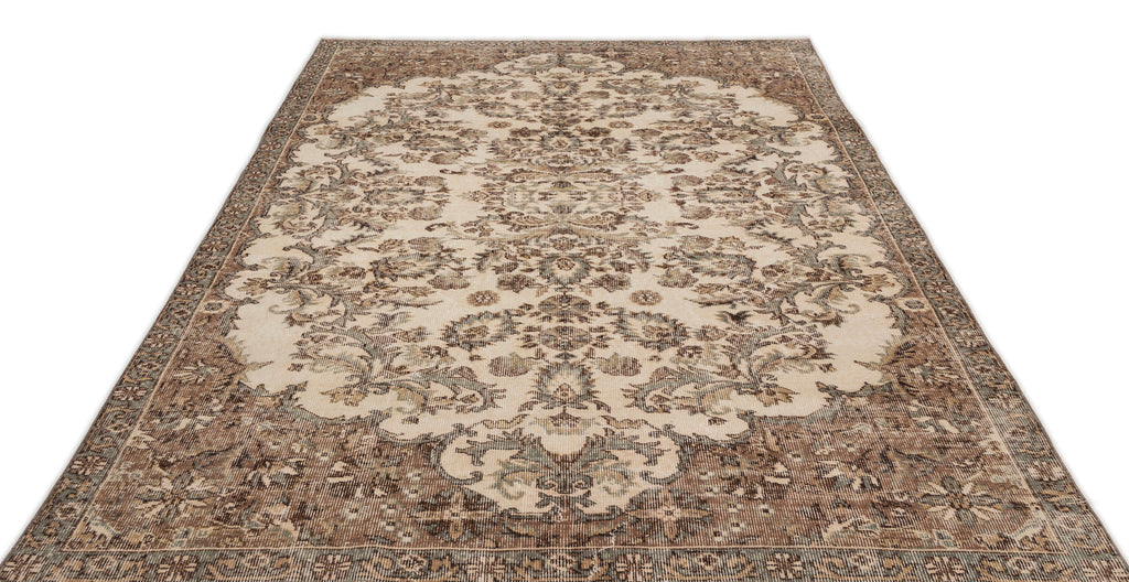 Beige Over Dyed Vintage Rug 6'4'' x 9'9'' ft 194 x 298 cm