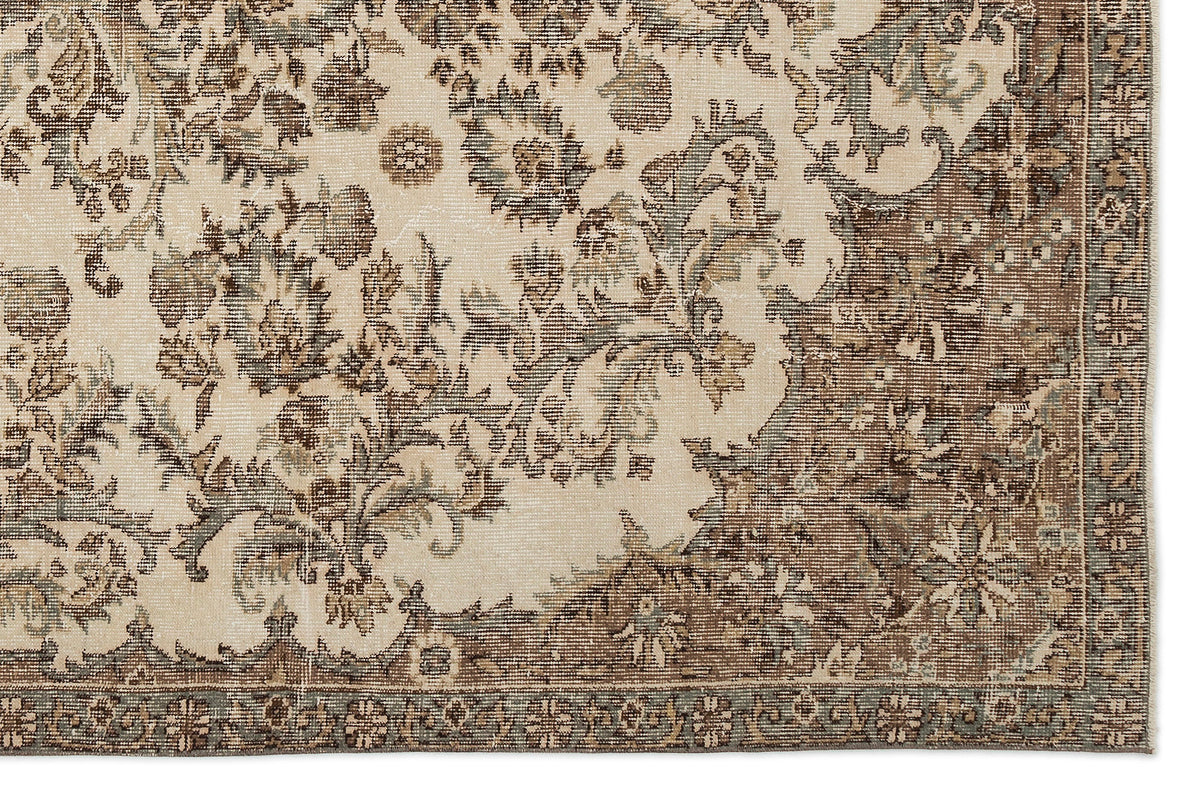 Beige Over Dyed Vintage Rug 6&#39;4&#39;&#39; x 9&#39;9&#39;&#39; ft 194 x 298 cm