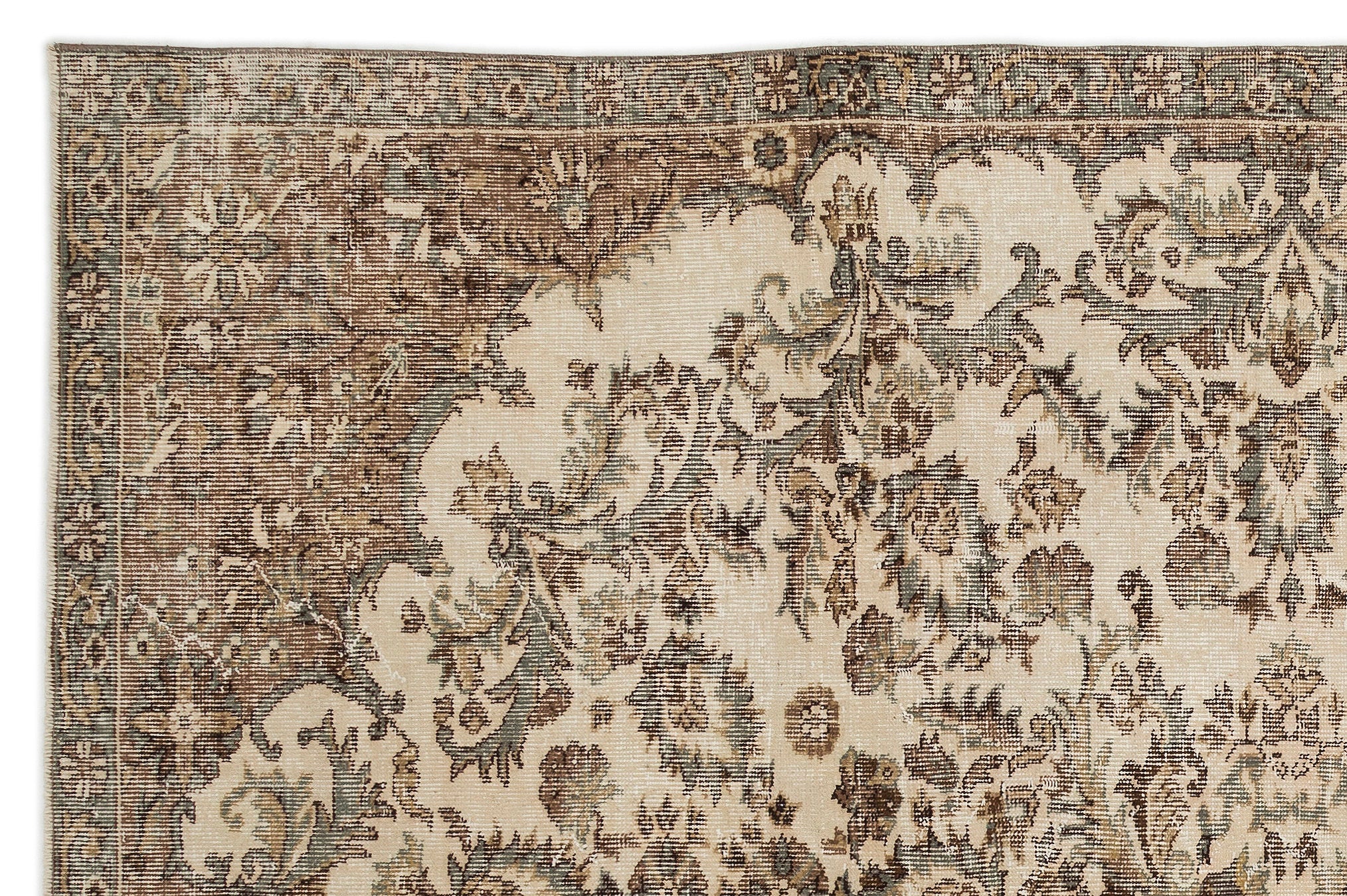 Beige Over Dyed Vintage Rug 6'4'' x 9'9'' ft 194 x 298 cm