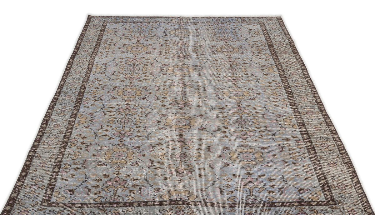 Blue Over Dyed Vintage Rug 4&#39;9&#39;&#39; x 8&#39;5&#39;&#39; ft 146 x 256 cm