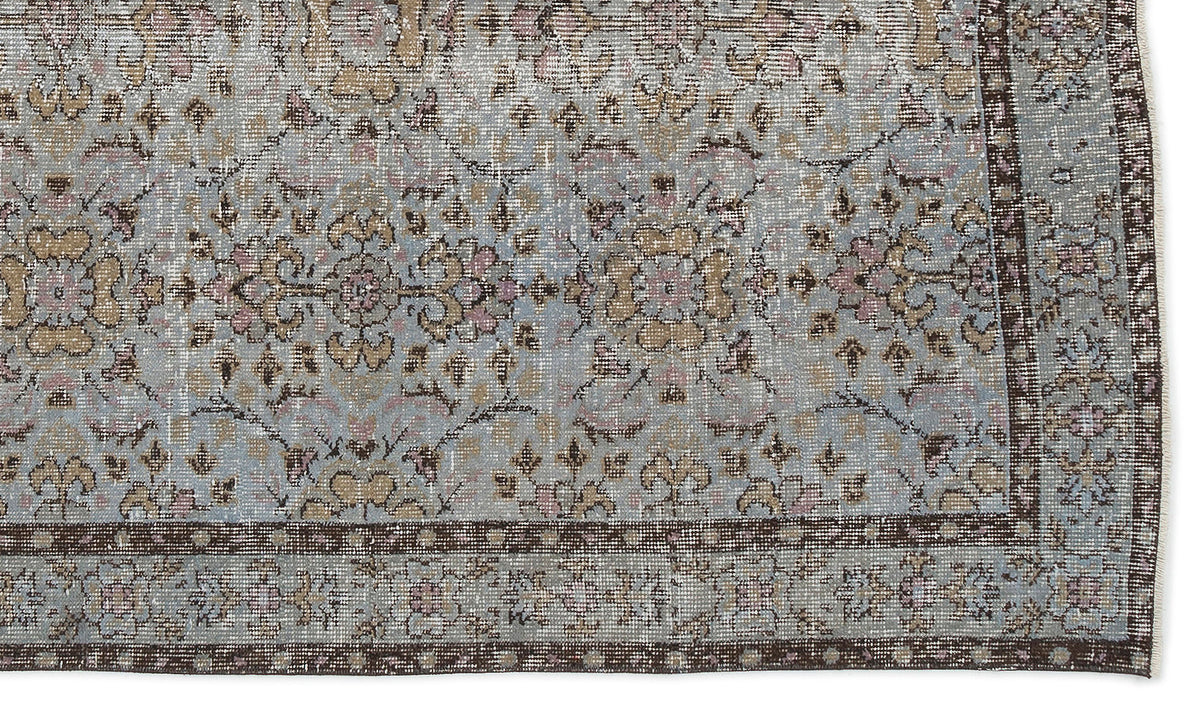 Blue Over Dyed Vintage Rug 4&#39;9&#39;&#39; x 8&#39;5&#39;&#39; ft 146 x 256 cm