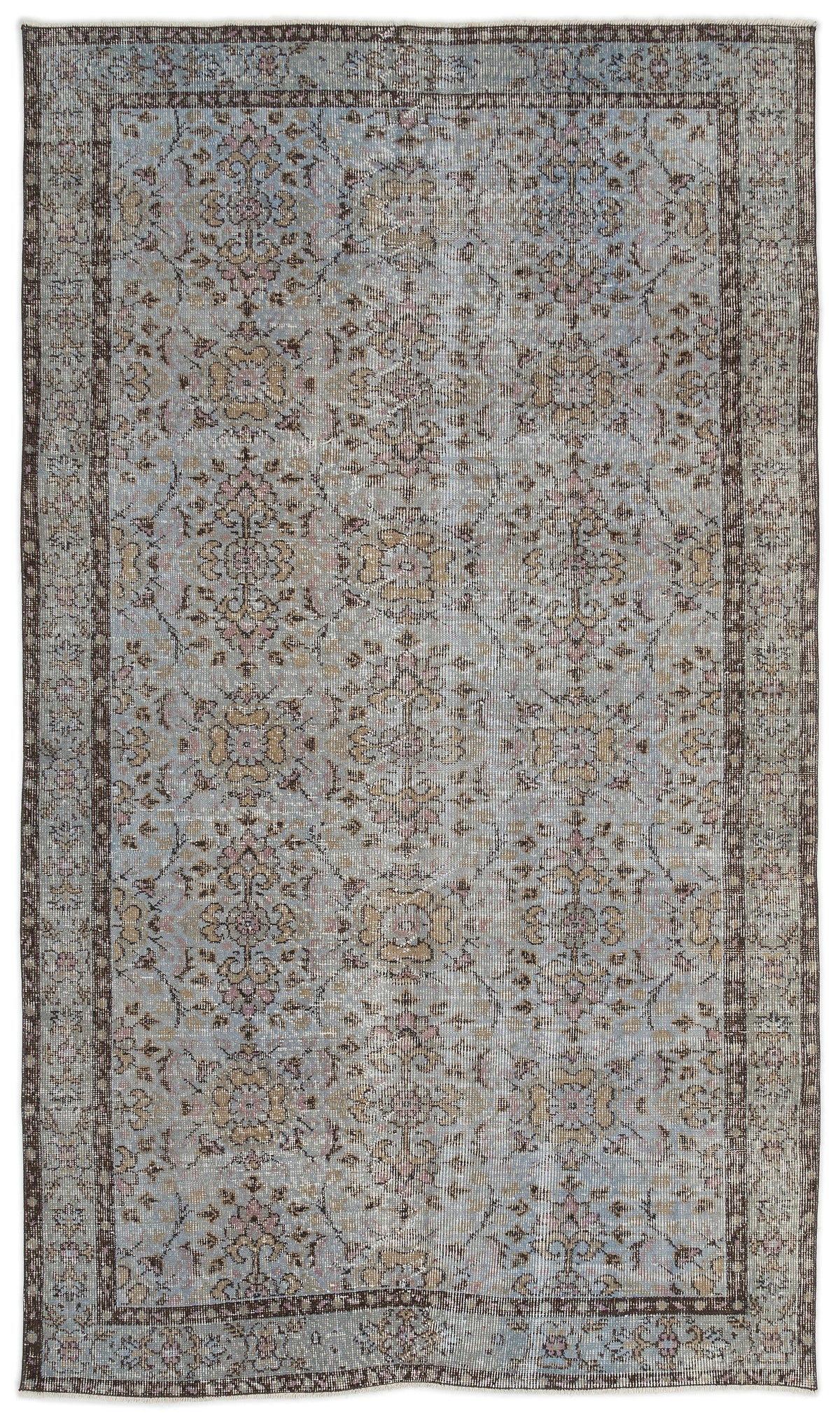 Blue Over Dyed Vintage Rug 4&#39;9&#39;&#39; x 8&#39;5&#39;&#39; ft 146 x 256 cm