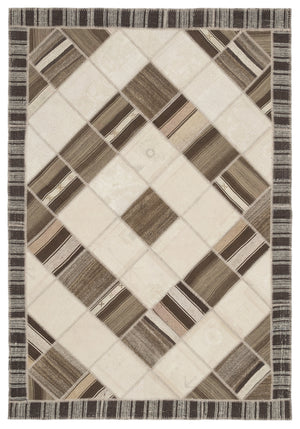 Striped Over Dyed Kilim Patchwork Unique Rug 6'11'' x 9'11'' ft 210 x 303 cm