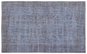 Blue Over Dyed Vintage Rug 5'5'' x 8'11'' ft 164 x 271 cm