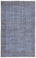 Blue Over Dyed Vintage Rug 5'5'' x 8'11'' ft 164 x 271 cm