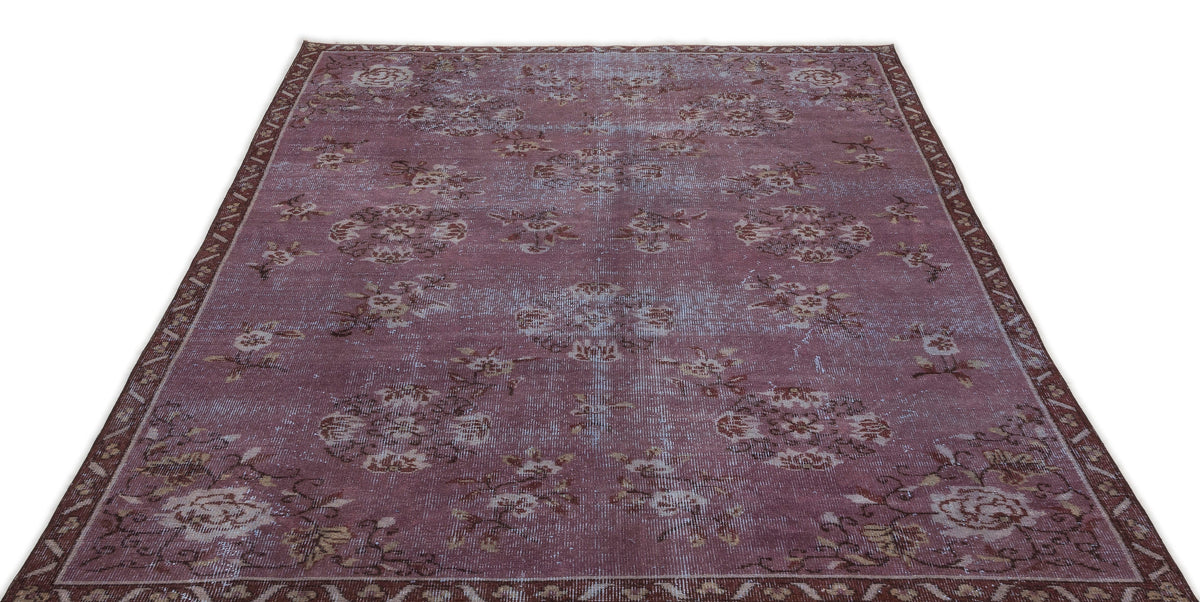 Purple Over Dyed Vintage Rug 5&#39;8&#39;&#39; x 8&#39;6&#39;&#39; ft 172 x 259 cm