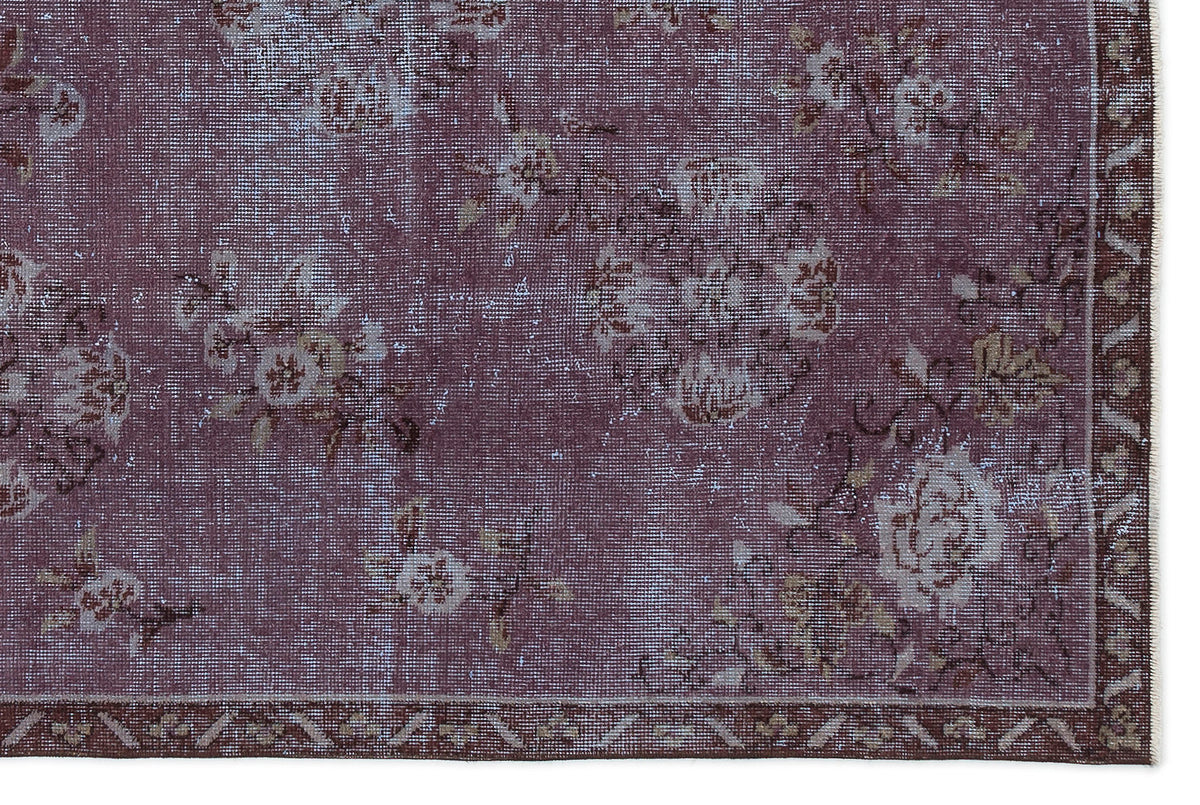 Purple Over Dyed Vintage Rug 5&#39;8&#39;&#39; x 8&#39;6&#39;&#39; ft 172 x 259 cm