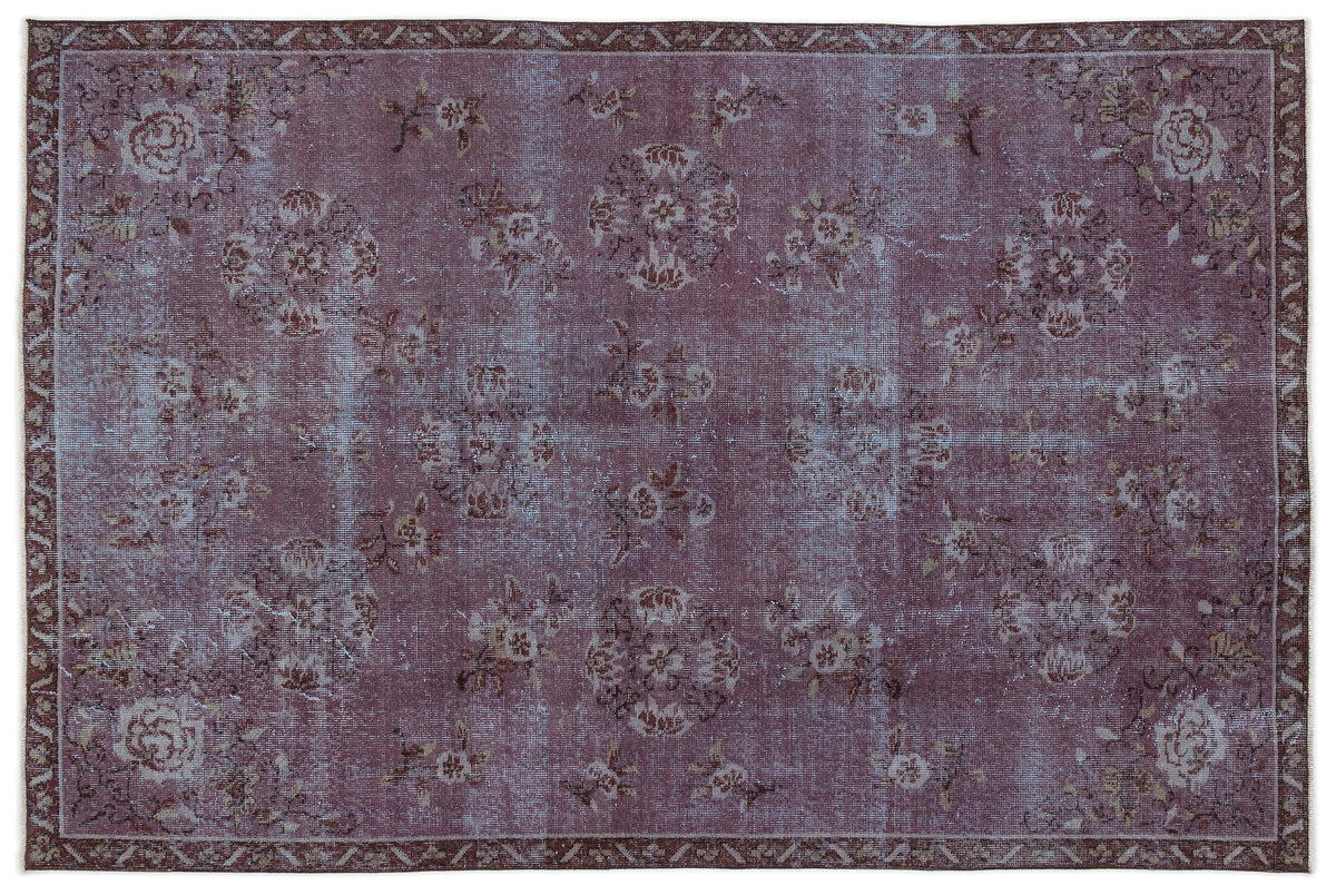 Purple Over Dyed Vintage Rug 5&#39;8&#39;&#39; x 8&#39;6&#39;&#39; ft 172 x 259 cm