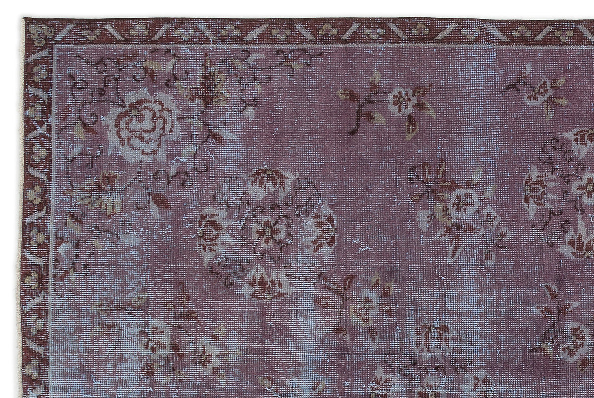 Purple Over Dyed Vintage Rug 5&#39;8&#39;&#39; x 8&#39;6&#39;&#39; ft 172 x 259 cm