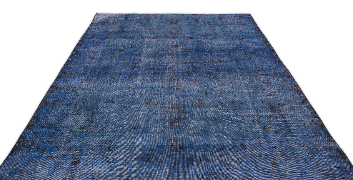 Blue Over Dyed Vintage Rug 6&#39;6&#39;&#39; x 10&#39;1&#39;&#39; ft 198 x 308 cm