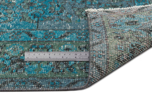 Turquoise  Over Dyed Vintage Rug 5'8'' x 9'0'' ft 173 x 275 cm