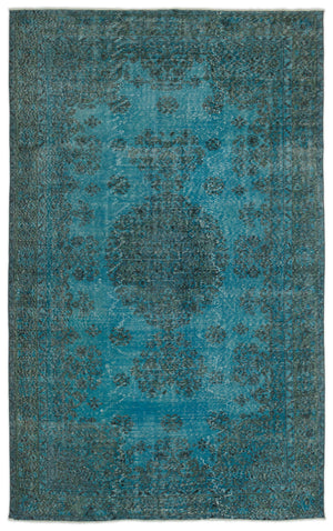 Turquoise  Over Dyed Vintage Rug 5'8'' x 9'0'' ft 173 x 275 cm