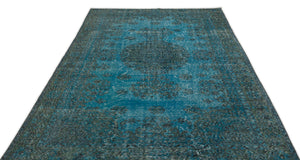 Turquoise  Over Dyed Vintage Rug 5'8'' x 9'0'' ft 173 x 275 cm