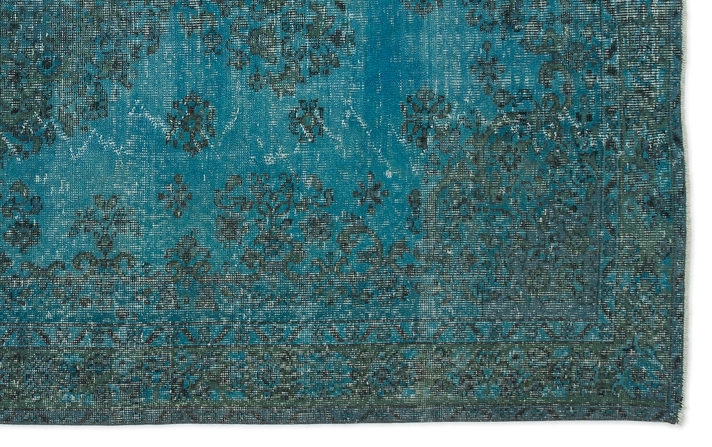 Turquoise  Over Dyed Vintage Rug 5'8'' x 9'0'' ft 173 x 275 cm