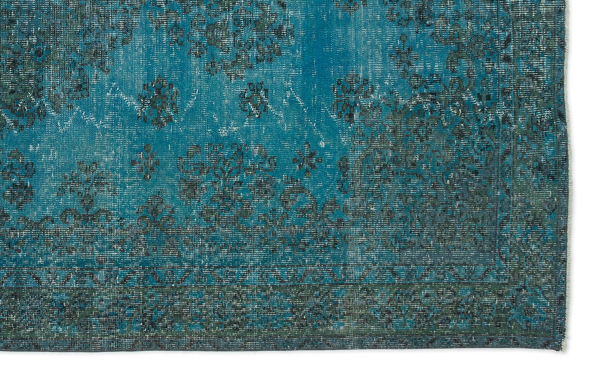 Turquoise  Over Dyed Vintage Rug 5'8'' x 9'0'' ft 173 x 275 cm