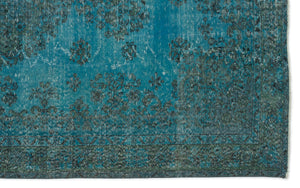 Turquoise  Over Dyed Vintage Rug 5'8'' x 9'0'' ft 173 x 275 cm
