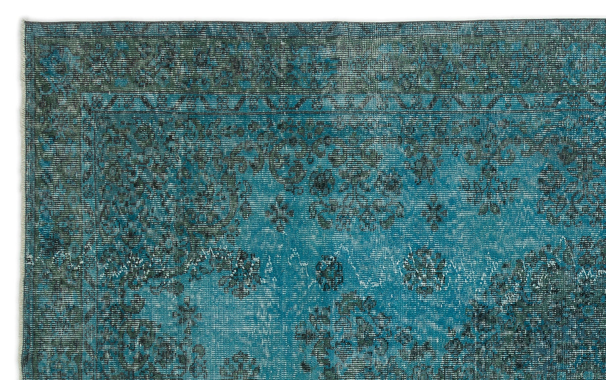 Turquoise  Over Dyed Vintage Rug 5&#39;8&#39;&#39; x 9&#39;0&#39;&#39; ft 173 x 275 cm