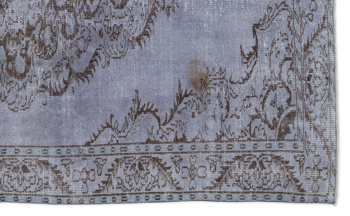 Blue Over Dyed Vintage Rug 5&#39;6&#39;&#39; x 9&#39;3&#39;&#39; ft 168 x 281 cm