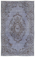 Blue Over Dyed Vintage Rug 5'6'' x 9'3'' ft 168 x 281 cm
