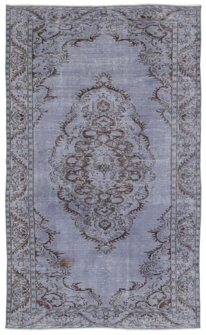 Blue Over Dyed Vintage Rug 5'6'' x 9'3'' ft 168 x 281 cm