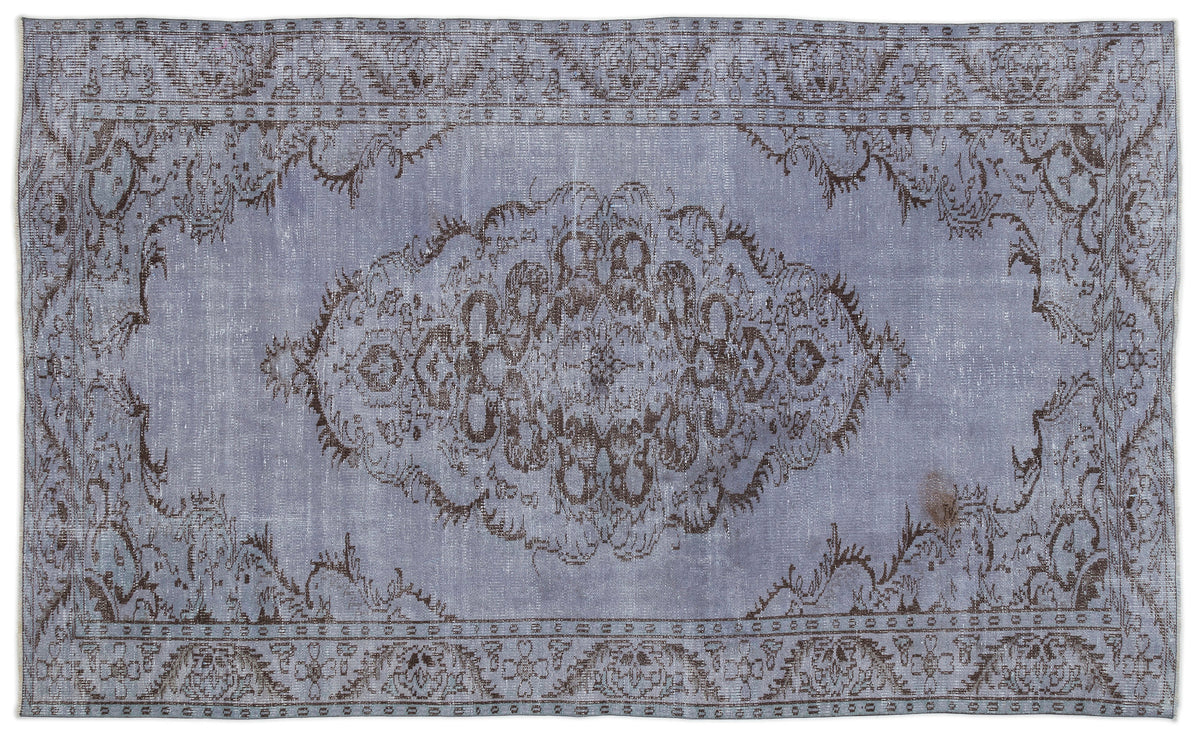 Blue Over Dyed Vintage Rug 5&#39;6&#39;&#39; x 9&#39;3&#39;&#39; ft 168 x 281 cm