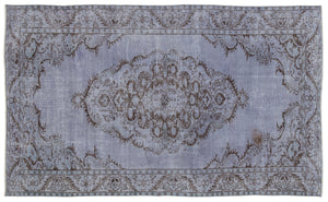 Blue Over Dyed Vintage Rug 5'6'' x 9'3'' ft 168 x 281 cm