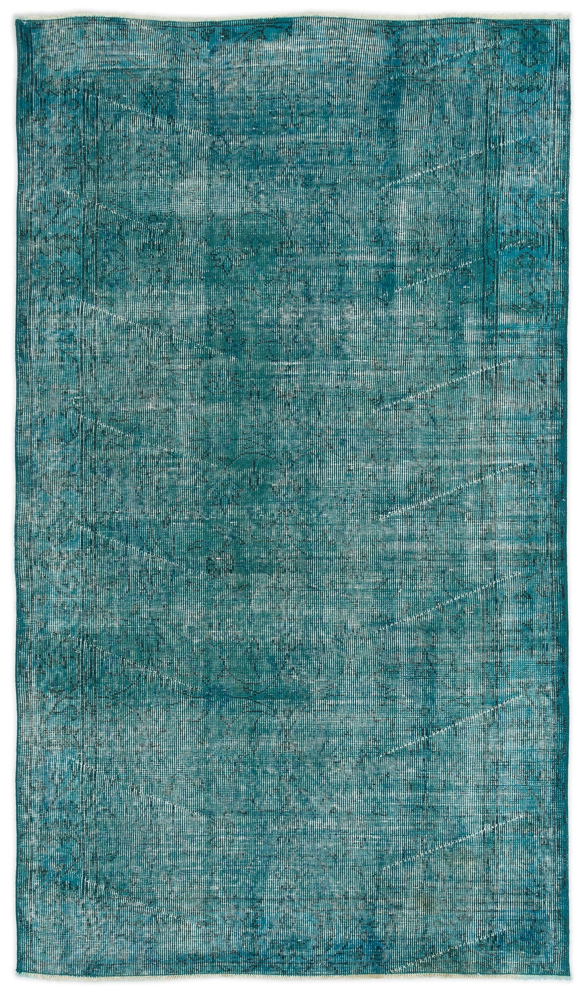 Turquoise  Over Dyed Vintage Rug 3&#39;10&#39;&#39; x 6&#39;9&#39;&#39; ft 118 x 207 cm