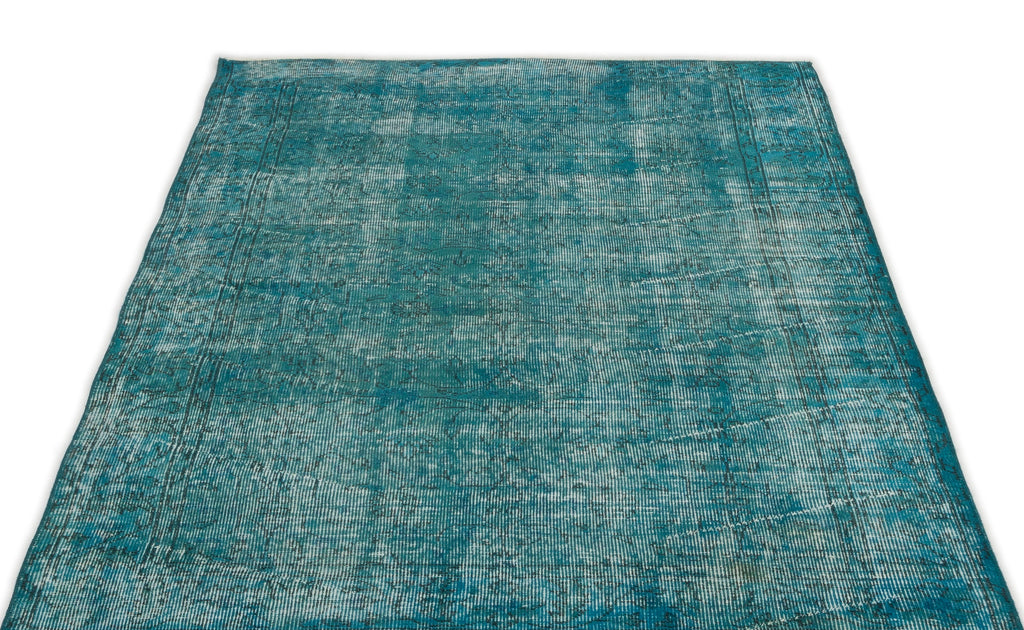 Turquoise  Over Dyed Vintage Rug 3'10'' x 6'9'' ft 118 x 207 cm