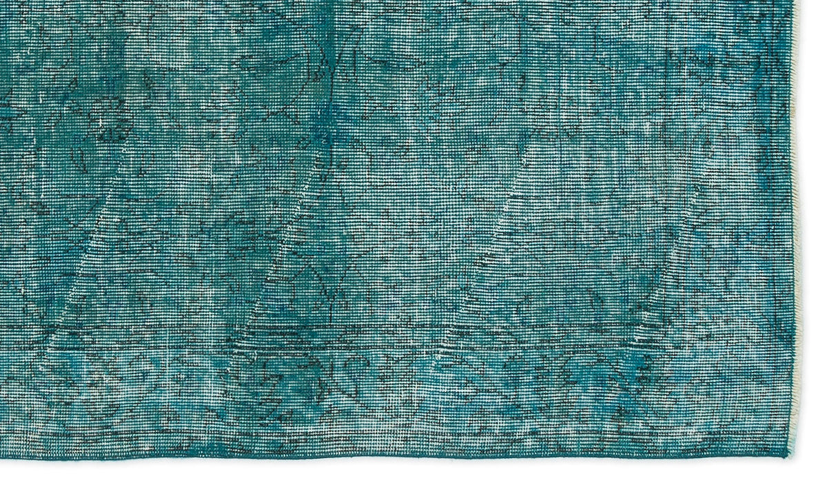 Turquoise  Over Dyed Vintage Rug 3&#39;10&#39;&#39; x 6&#39;9&#39;&#39; ft 118 x 207 cm