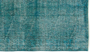 Turquoise  Over Dyed Vintage Rug 3'10'' x 6'9'' ft 118 x 207 cm