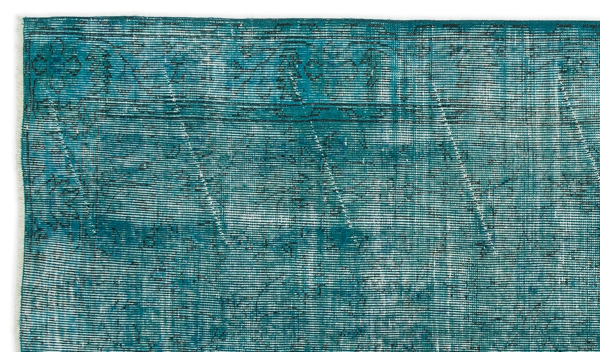 Turquoise  Over Dyed Vintage Rug 3&#39;10&#39;&#39; x 6&#39;9&#39;&#39; ft 118 x 207 cm