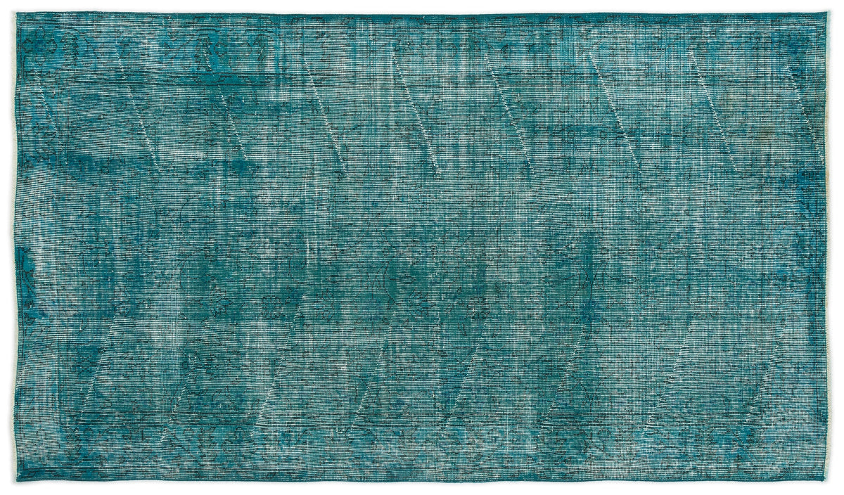 Turquoise  Over Dyed Vintage Rug 3&#39;10&#39;&#39; x 6&#39;9&#39;&#39; ft 118 x 207 cm