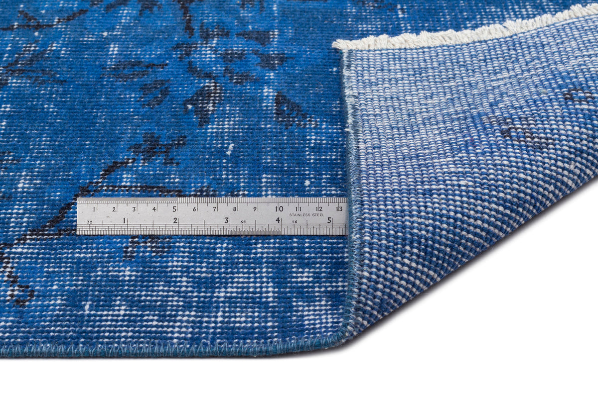 Blue Over Dyed Vintage Rug 4&#39;8&#39;&#39; x 8&#39;7&#39;&#39; ft 142 x 262 cm