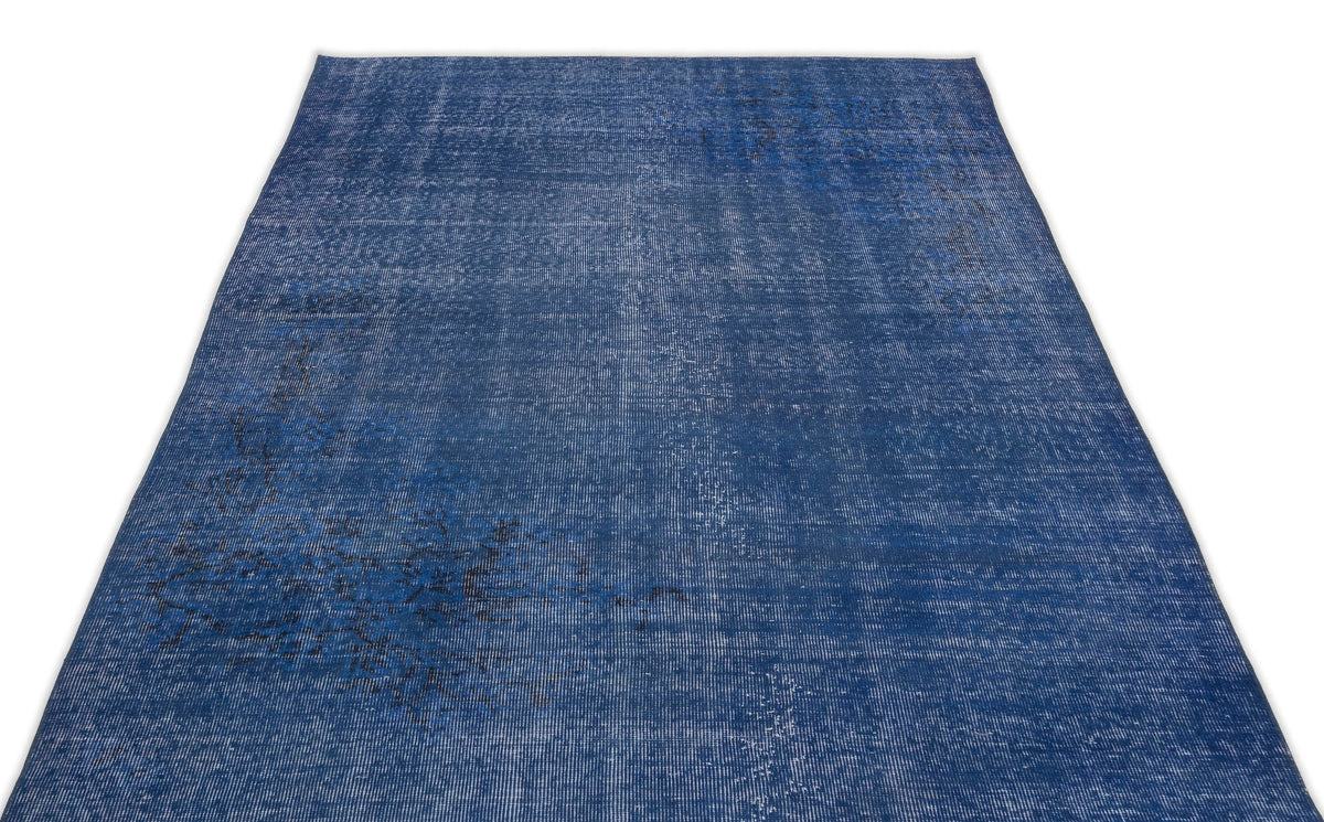 Blue Over Dyed Vintage Rug 4&#39;8&#39;&#39; x 8&#39;7&#39;&#39; ft 142 x 262 cm