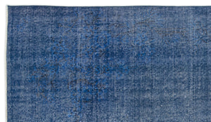 Blue Over Dyed Vintage Rug 4'8'' x 8'7'' ft 142 x 262 cm