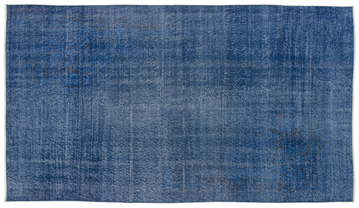 Blue Over Dyed Vintage Rug 4&#39;8&#39;&#39; x 8&#39;7&#39;&#39; ft 142 x 262 cm