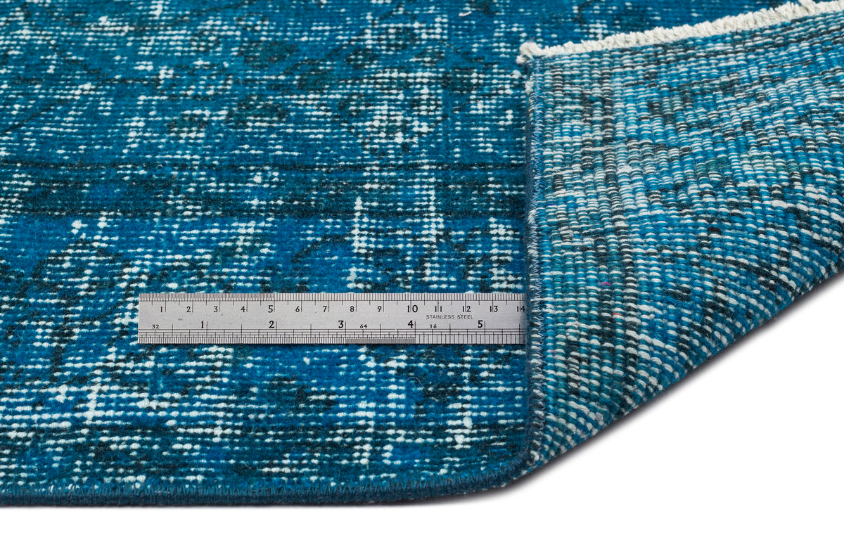 Turquoise  Over Dyed Vintage Rug 4&#39;5&#39;&#39; x 7&#39;6&#39;&#39; ft 135 x 229 cm
