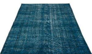 Turquoise  Over Dyed Vintage Rug 4'5'' x 7'6'' ft 135 x 229 cm